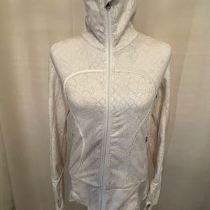 Lululemon Cream Floral Print High Neck Full Zip Jacket Size Large EUC!